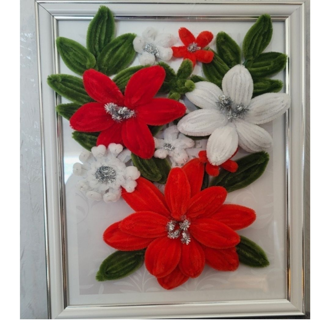 Cadre fleurs en chenilles